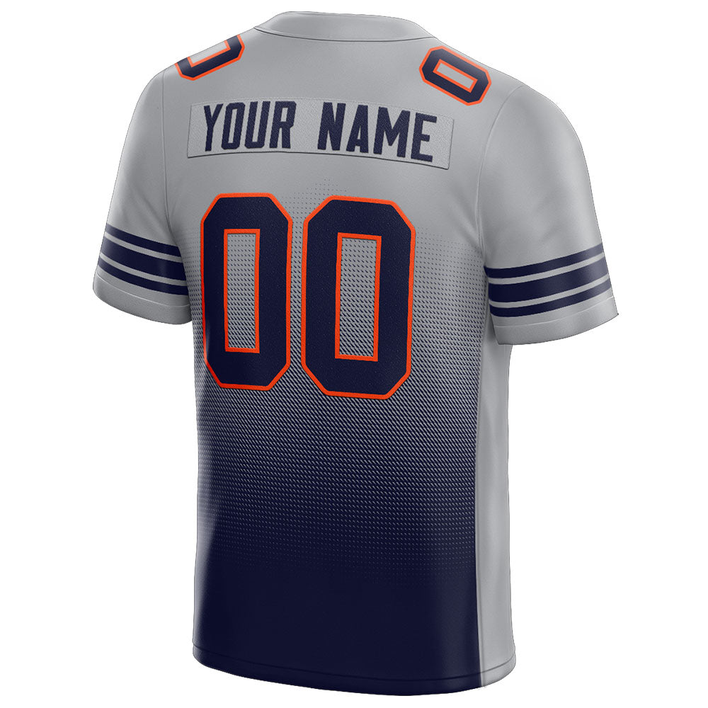 custom authentic gradient fashion football jersey gray-navy-orange