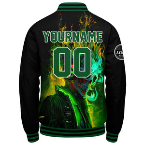 Chaqueta universitaria personalizada estilo Letterman para hombres-mujeres y jóvenes-color verde y negro