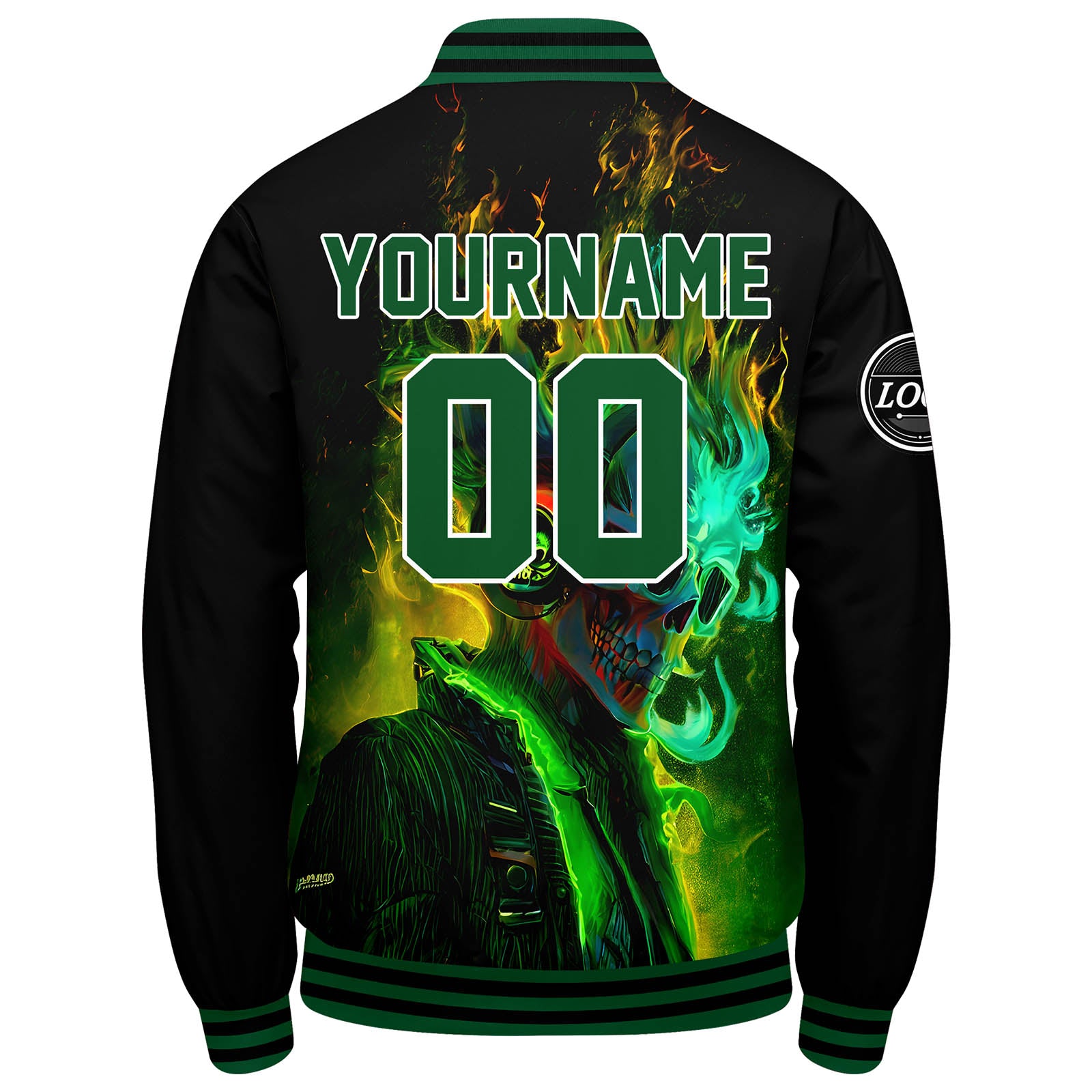 Chaqueta universitaria personalizada estilo Letterman para hombres-mujeres y jóvenes-color verde y negro