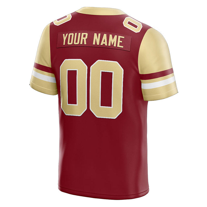 customized  authentic football jersey burgundy-gold mesh