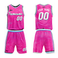 Uniforme de baloncesto rosa fucsia personalizado con tu logotipo-nombre y número impresos