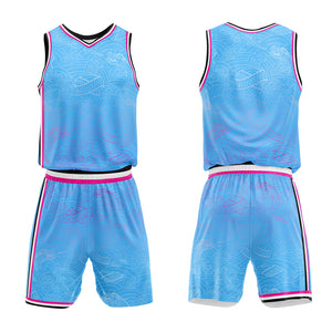 Uniforme de baloncesto azul claro personalizado con tu logotipo-nombre y número impresos