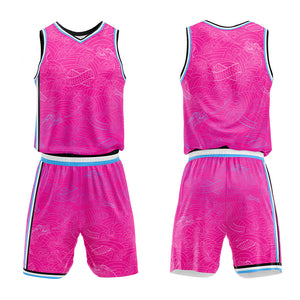 Uniforme de baloncesto rosa fucsia personalizado con tu logotipo-nombre y número impresos