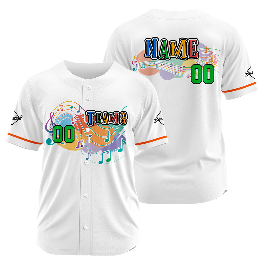 Camiseta de béisbol con dise?o personalizado estampado completo en blanco y naranja