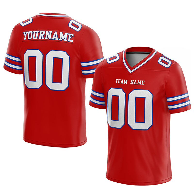 custom authentic football jersey red white-royal mesh