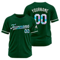 Camiseta de béisbol verde oscuro personalizada con diseño bordado Camisetas de béisbol de hip hop personalizadas