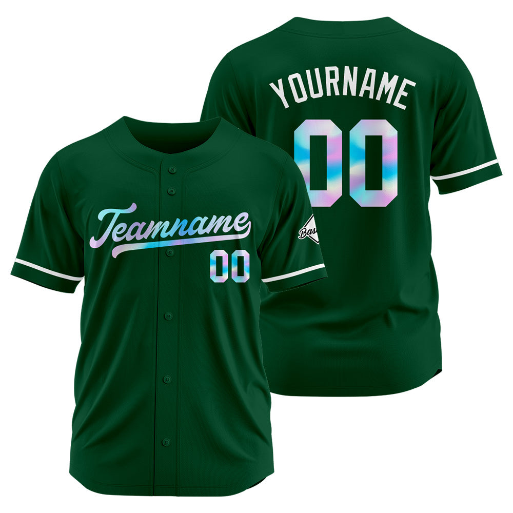 Camiseta de béisbol verde oscuro personalizada con diseño bordado Camisetas de béisbol de hip hop personalizadas