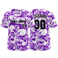 Camiseta de béisbol personalizada para hombres mujeres ni?os y jóvenes con bordados e impresión en morado y blanco