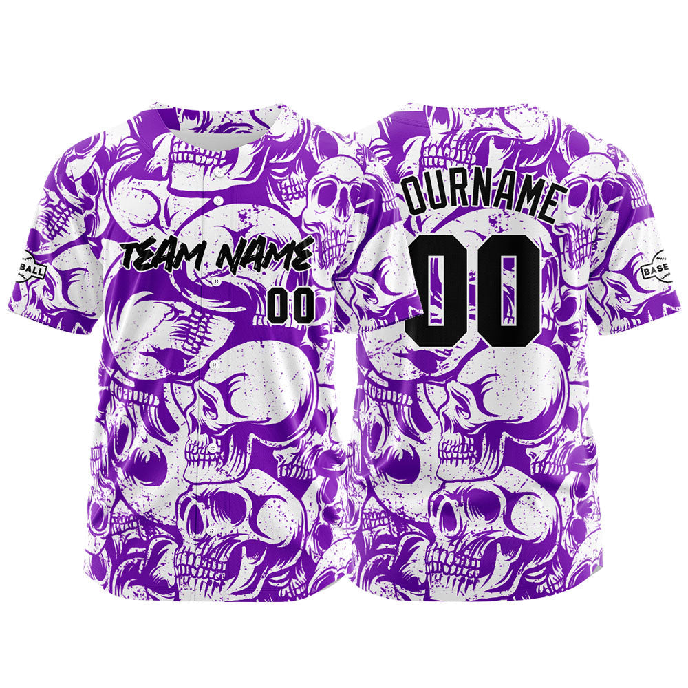 Camiseta de béisbol personalizada para hombres mujeres ni?os y jóvenes con bordados e impresión en morado y blanco