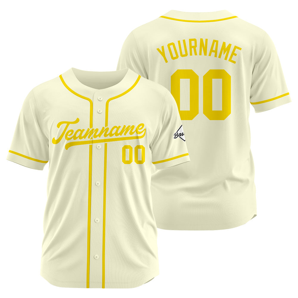 Camiseta de béisbol personalizada con diseño bordado & estilo hip hop & color crema y amarillo