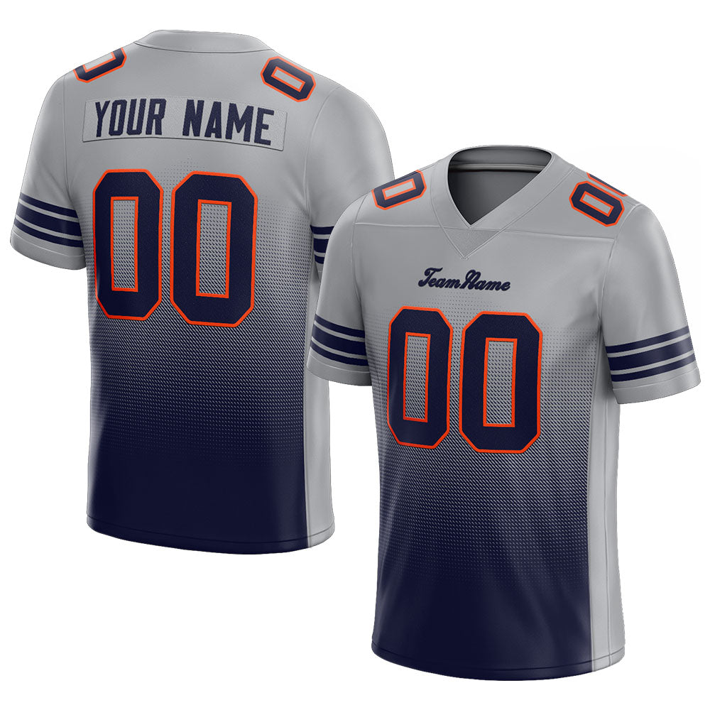 custom authentic gradient fashion football jersey gray-navy-orange