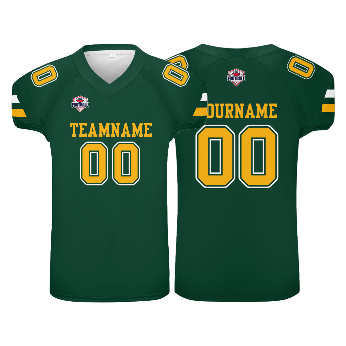 Camiseta de fútbol personalizada con nombre y número del equipo impresos en color verde