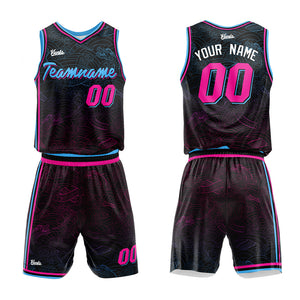 Uniforme de baloncesto negro personalizado con tu logotipo-nombre y número impresos