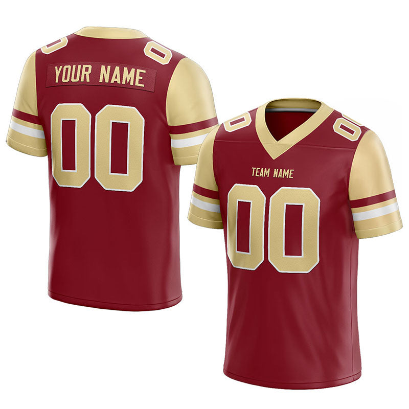 customized  authentic football jersey burgundy-gold mesh