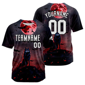 Uniformes de béisbol personalizados Blood Moon Wolf de alta calidad para adultos y niños & optimizados para el rendimiento