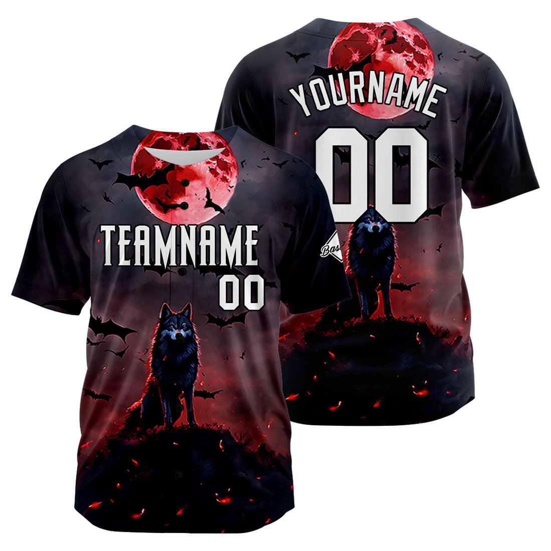 Uniformes de béisbol personalizados Blood Moon Wolf de alta calidad para adultos y niños & optimizados para el rendimiento
