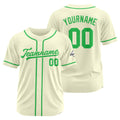 Camiseta de béisbol personalizada con diseño bordado & estilo hip hop & color crema-verde