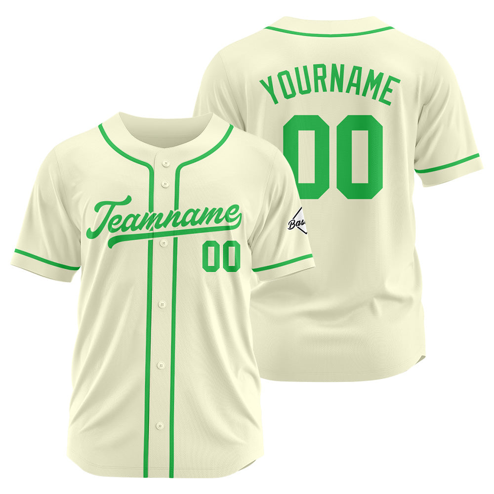 Camiseta de béisbol personalizada con diseño bordado & estilo hip hop & color crema-verde