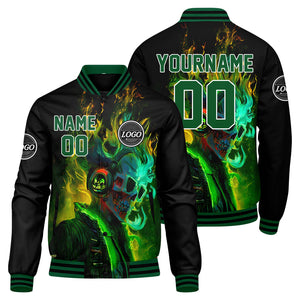 Chaqueta universitaria personalizada estilo Letterman para hombres-mujeres y jóvenes-color verde y negro