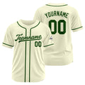 Camiseta de béisbol personalizada con diseño bordado & estilo hip hop & color crema y verde oscuro