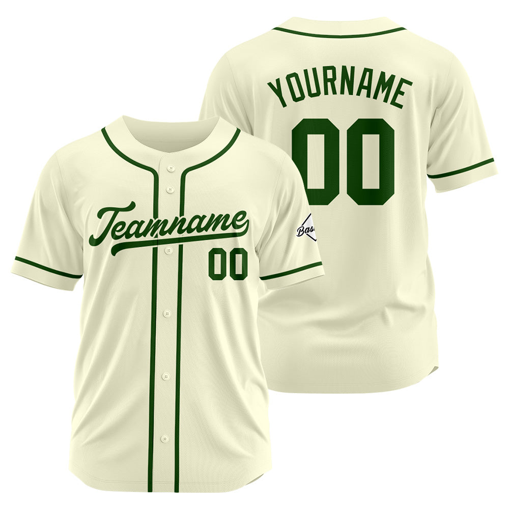 Camiseta de béisbol personalizada con diseño bordado & estilo hip hop & color crema y verde oscuro