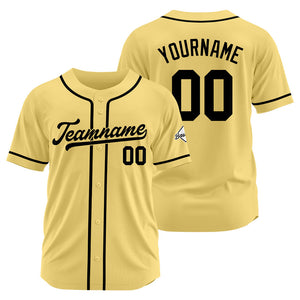 Camiseta de béisbol personalizada con diseño bordado & estilo hip hop & color oro y negro