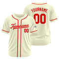 Camiseta de béisbol personalizada con diseño bordado & estilo hip hop & color crema-rojo