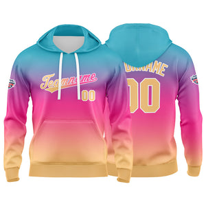 Sudadera con capucha personalizada con degradado para hombre-mujer-niña o niño Estampa tu logotipo-nombre o número en tonos azules