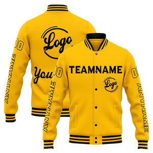 Chaqueta universitaria personalizada estilo Letterman para hombres-mujeres y jóvenes-color amarillo
