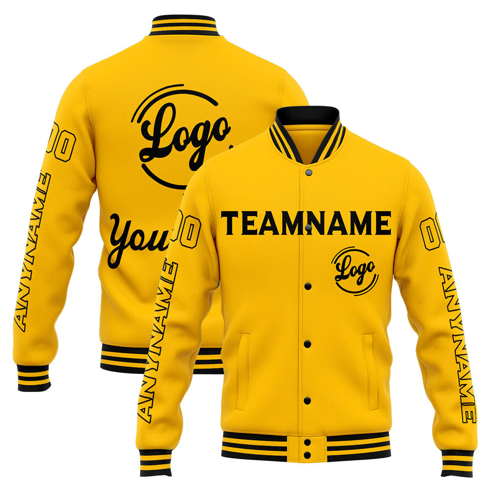 Chaqueta universitaria personalizada estilo Letterman para hombres-mujeres y jóvenes-color amarillo