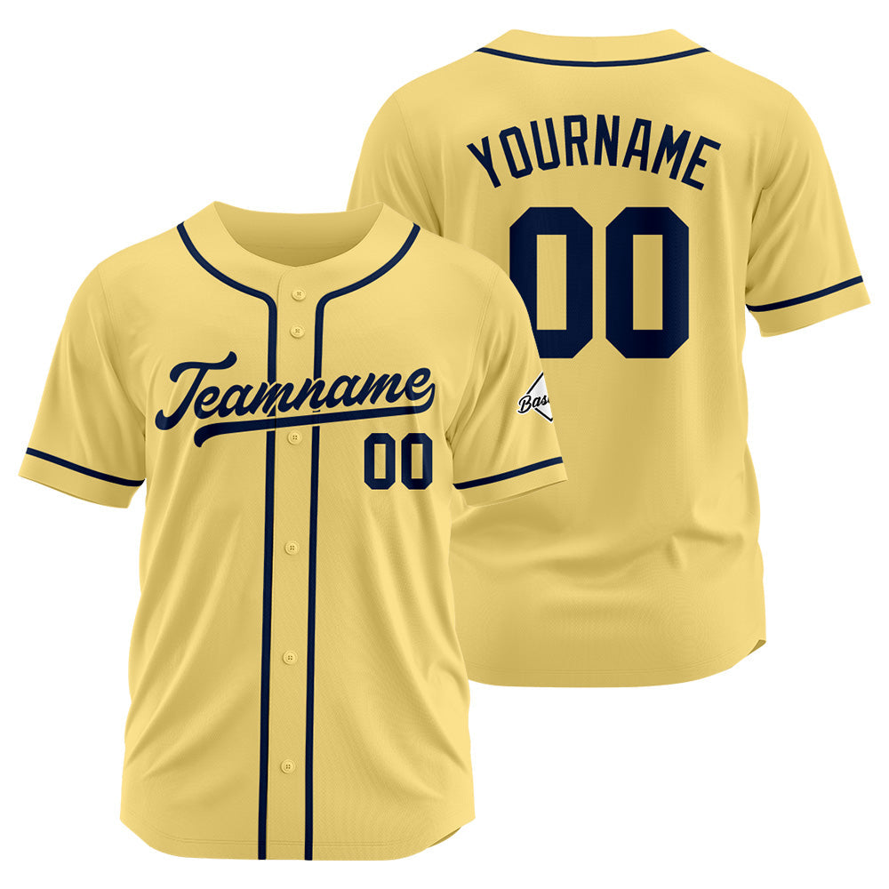 Camiseta de béisbol personalizada con diseño bordado & estilo hip hop & color dorado y azul marino