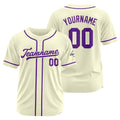 Camiseta de béisbol personalizada con diseño bordado & estilo hip hop & color crema-morado