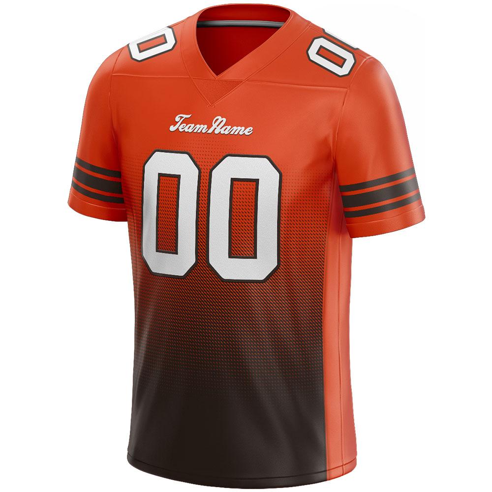 custom authentic gradient fashion football jersey orange-brown-white
