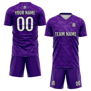 Conjunto personalizado de camiseta de fútbol morada para niños y adultos