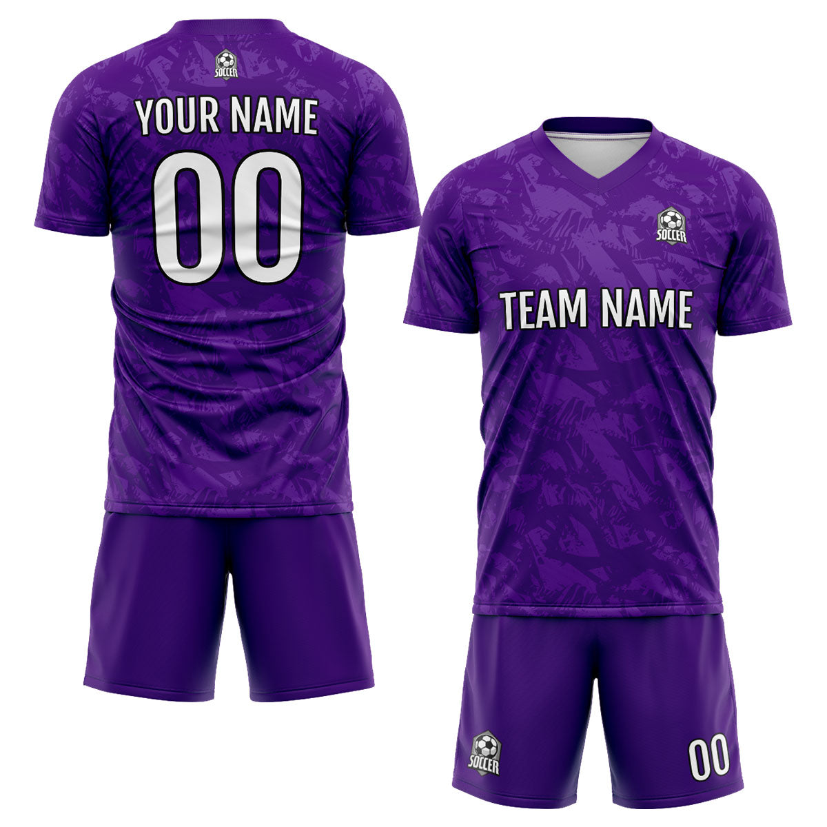 Conjunto personalizado de camiseta de fútbol morada para niños y adultos