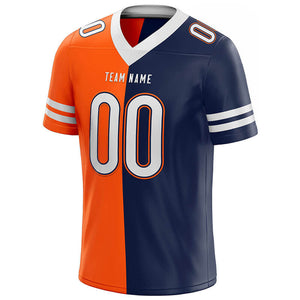 custom authentic split fashion football jersey orange-navy-white mesh