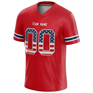 team customized authentic usa flag football jersey navy-red-white mesh