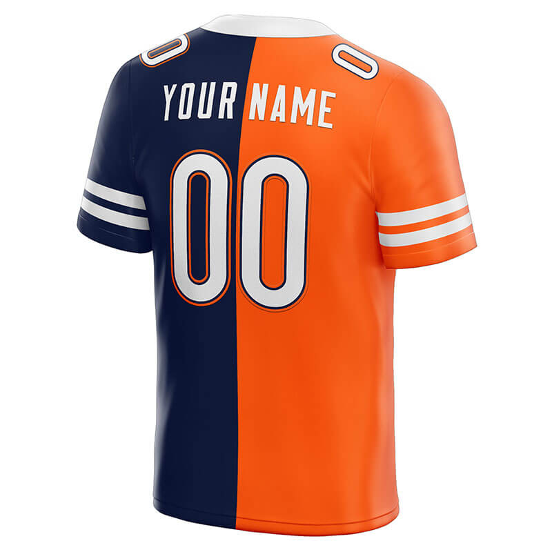 custom authentic split fashion football jersey orange-navy-white mesh