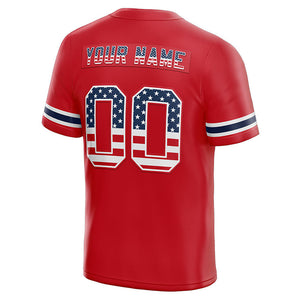 team customized authentic usa flag football jersey red-navy-white mesh