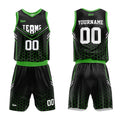 Uniforme de baloncesto personalizado negro y verde neón con tu logotipo-nombre y número impresos