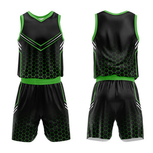 Uniforme de baloncesto personalizado negro y verde neón con tu logotipo-nombre y número impresos