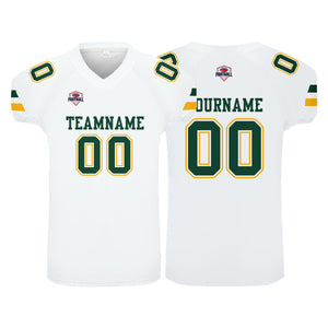 Camiseta de fútbol personalizada con nombre y número del equipo impresos en color blanco
