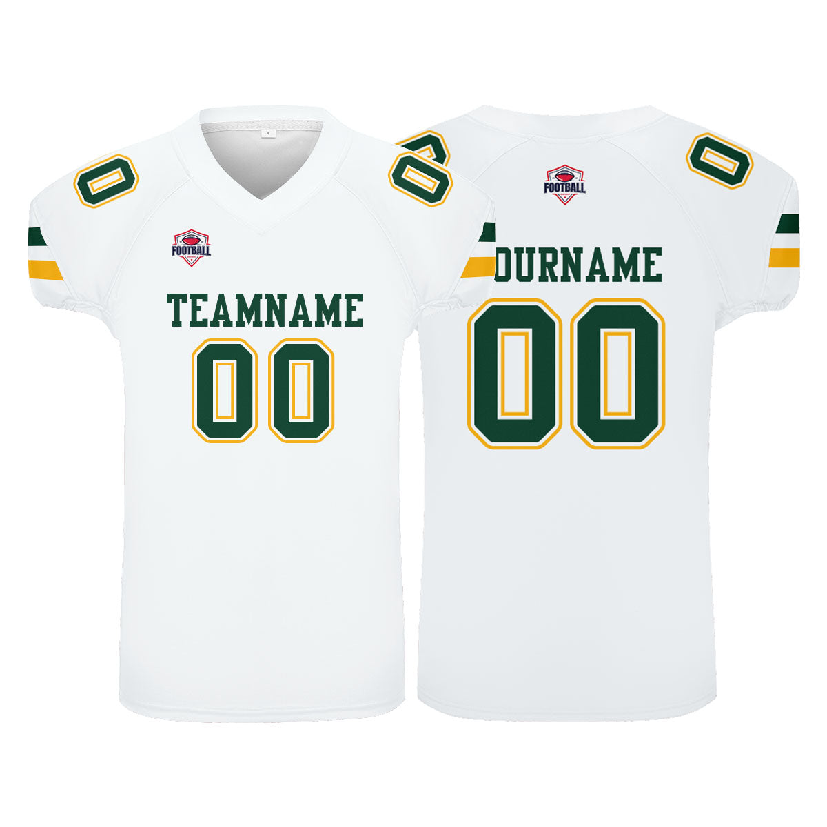 Camiseta de fútbol personalizada con nombre y número del equipo impresos en color blanco