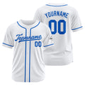 Camiseta de béisbol personalizada con diseño bordado & estilo hip hop & color blanco y azul rey