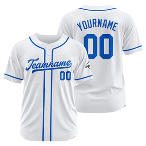 Camiseta de béisbol personalizada con diseño bordado & estilo hip hop & color blanco y azul rey