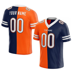 custom authentic split fashion football jersey orange-navy-white mesh