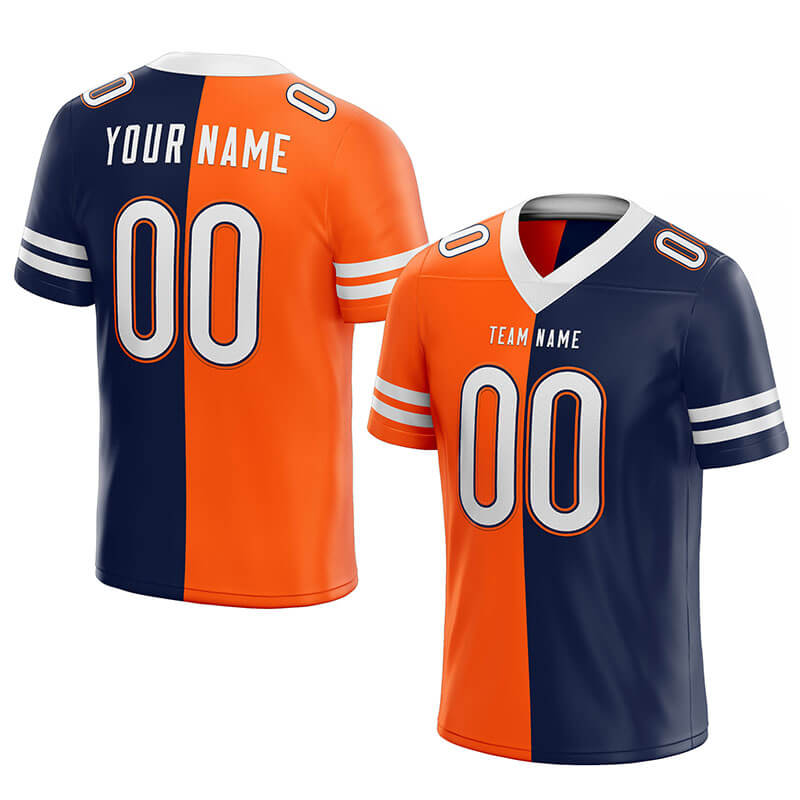 custom authentic split fashion football jersey orange-navy-white mesh