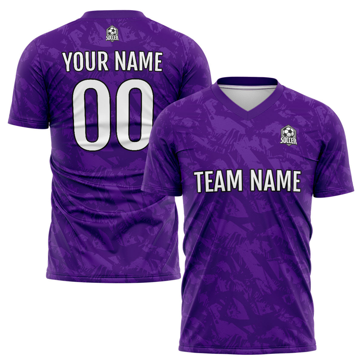 Conjunto personalizado de camiseta de fútbol morada para niños y adultos