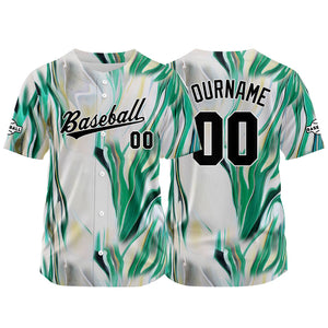 Camiseta de béisbol con dise?o personalizado estampado a todo color verde y blanco