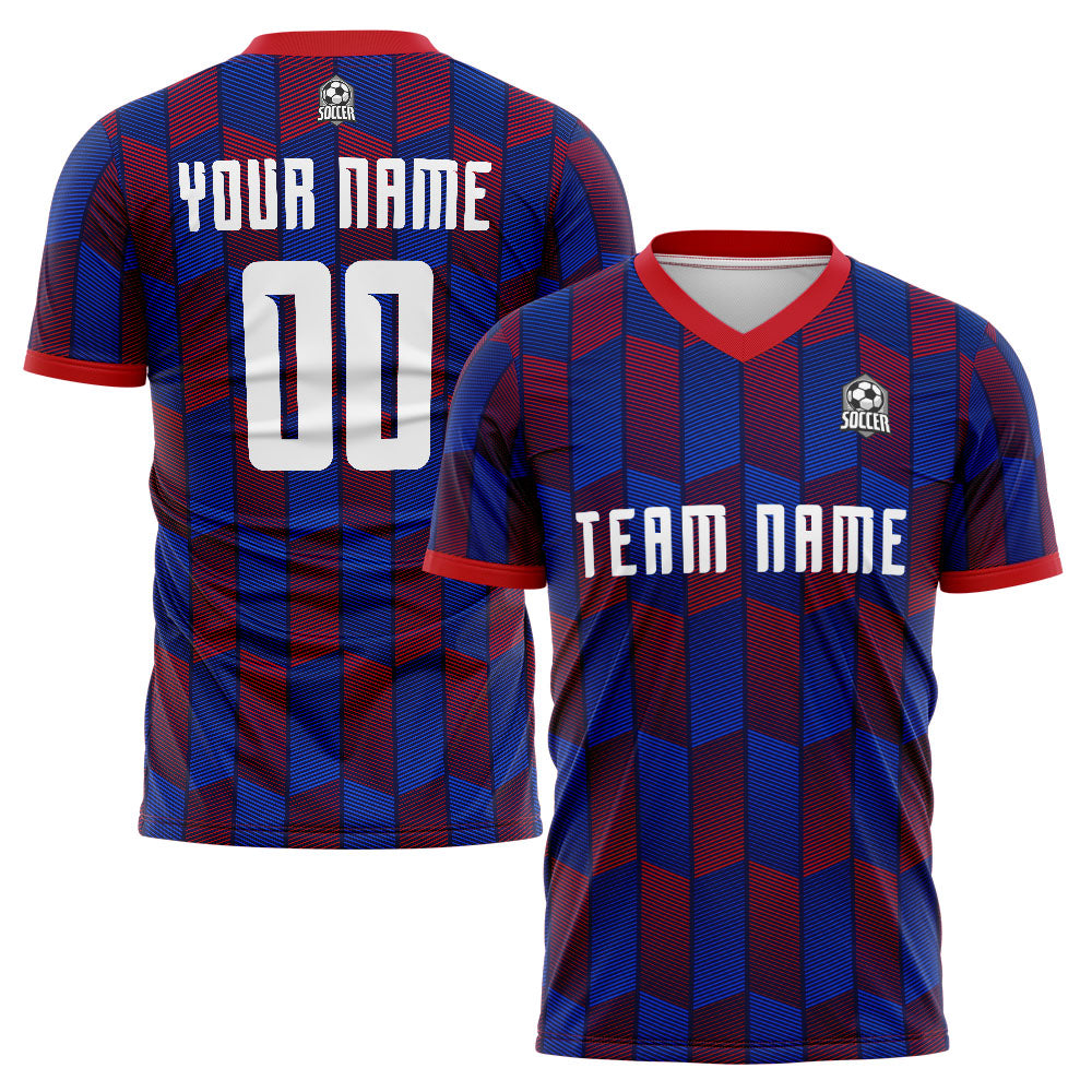 custom soccer uniform jersey kids adults personalized set jersey shirt blue-red